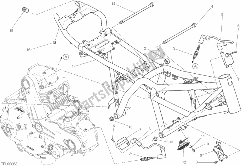 All parts for the Frame of the Ducati Scrambler Urban Enduro Thailand USA 803 2017